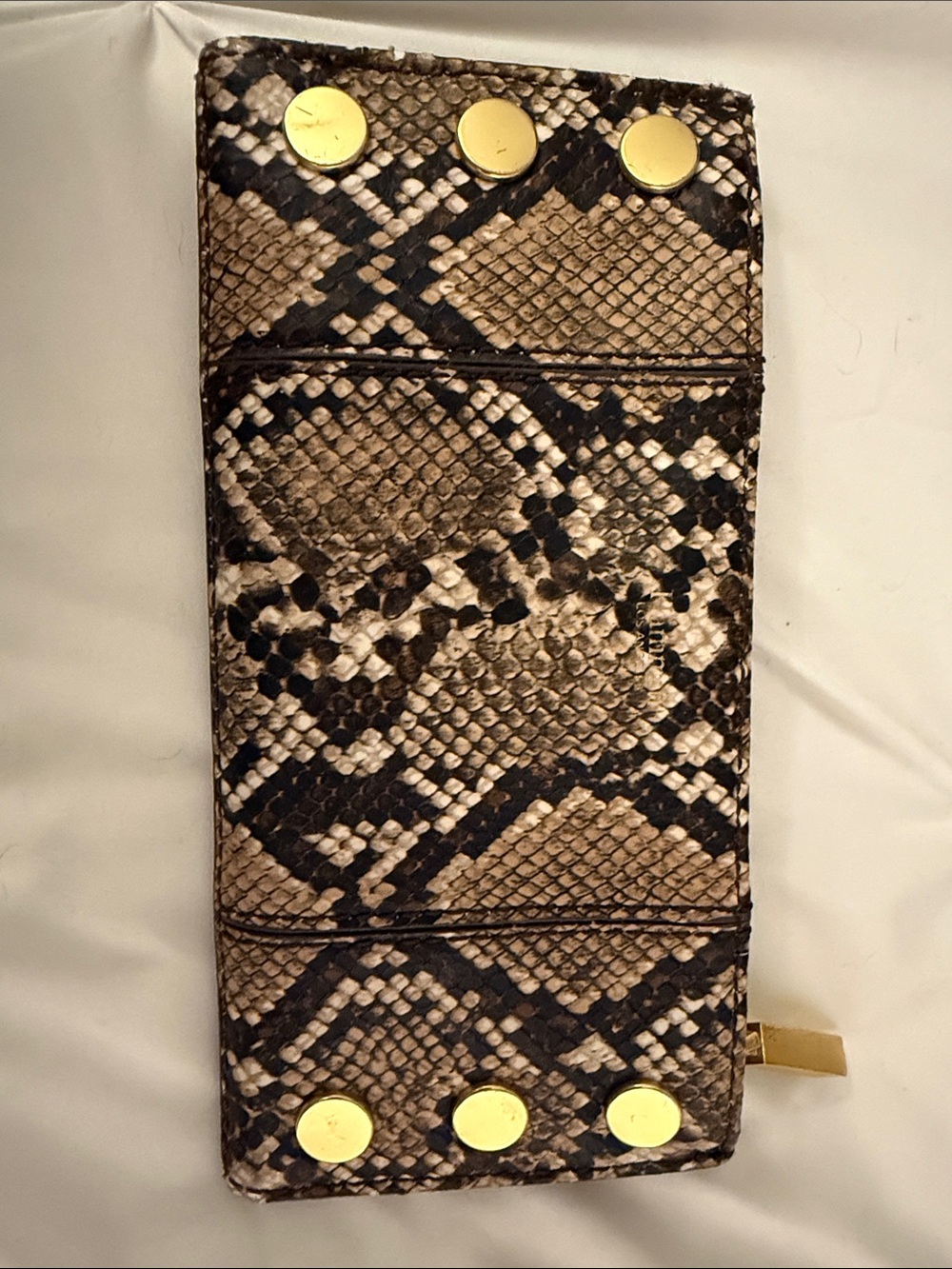 Hammitt Snake Print Leather Wallet with Gold Studs